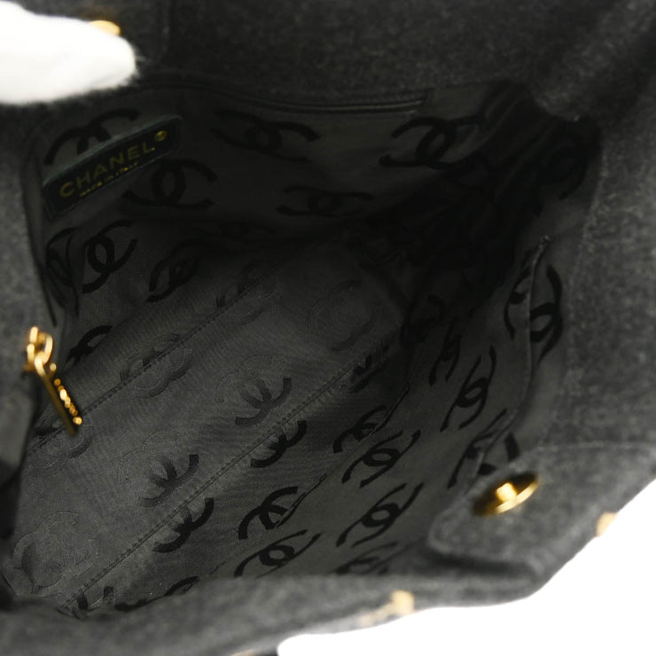 Chanel 2004-2005 Gray Felt Wild Stitch Tote Handbag