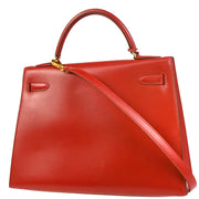Hermes 1993 Red Box Calf Kelly 32 Sellier 2way Shoulder Handbag