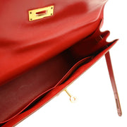 Hermes 1993 Red Box Calf Kelly 32 Sellier 2way Shoulder Handbag