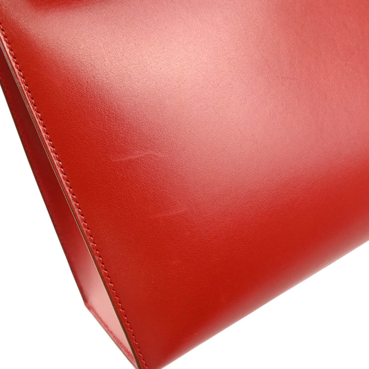 Hermes 1993 Red Box Calf Kelly 32 Sellier 2way Shoulder Handbag