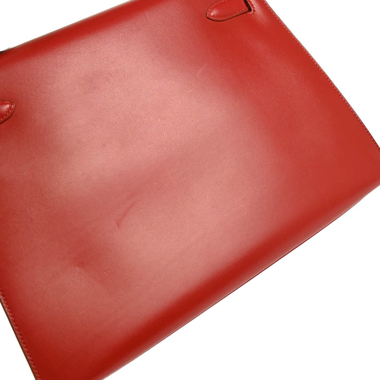 Hermes 1993 Red Box Calf Kelly 32 Sellier 2way Shoulder Handbag