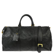 Chanel Black Lambskin Bicolore 2way Duffle Handbag