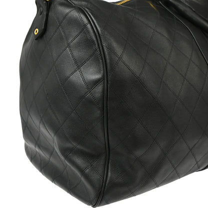 Chanel 1991-1994 Black Lambskin Bicolore 2way Duffle Handbag