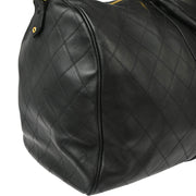 Chanel Black Lambskin Bicolore 2way Duffle Handbag