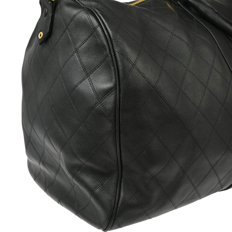 Chanel Black Lambskin Bicolore 2way Duffle Handbag