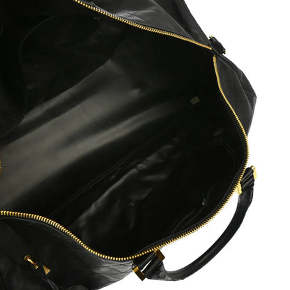 Chanel 1991-1994 Black Lambskin Bicolore 2way Duffle Handbag