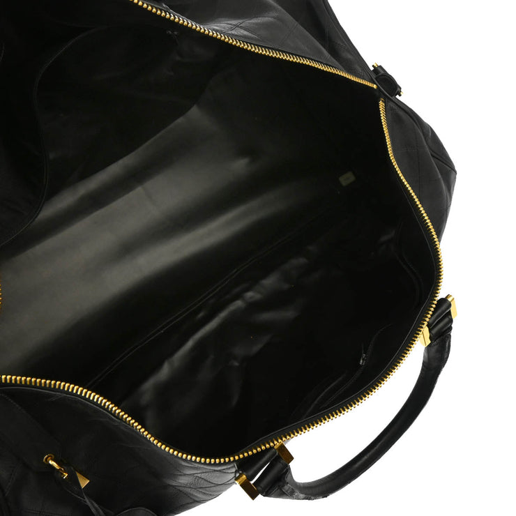 Chanel Black Lambskin Bicolore 2way Duffle Handbag