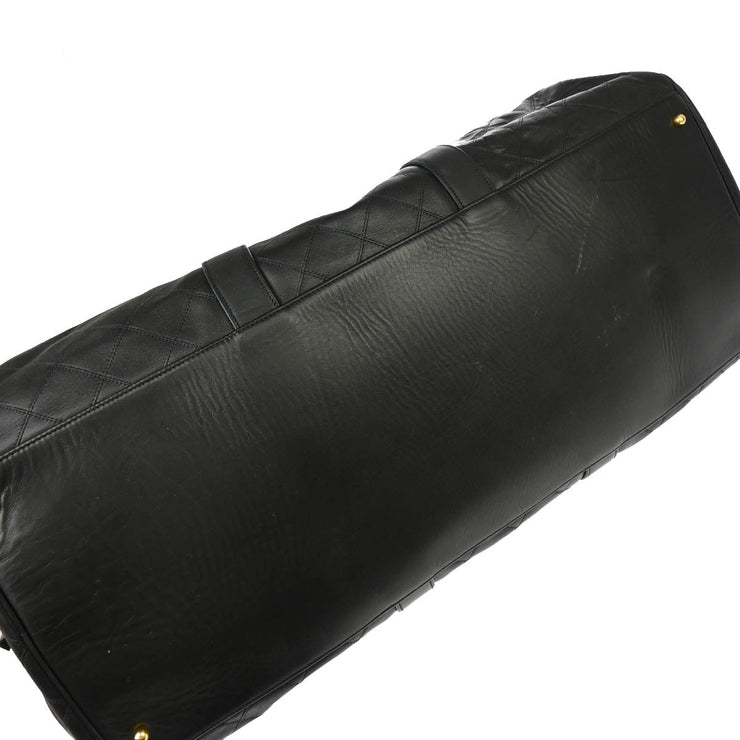 Chanel Black Lambskin Bicolore 2way Duffle Handbag