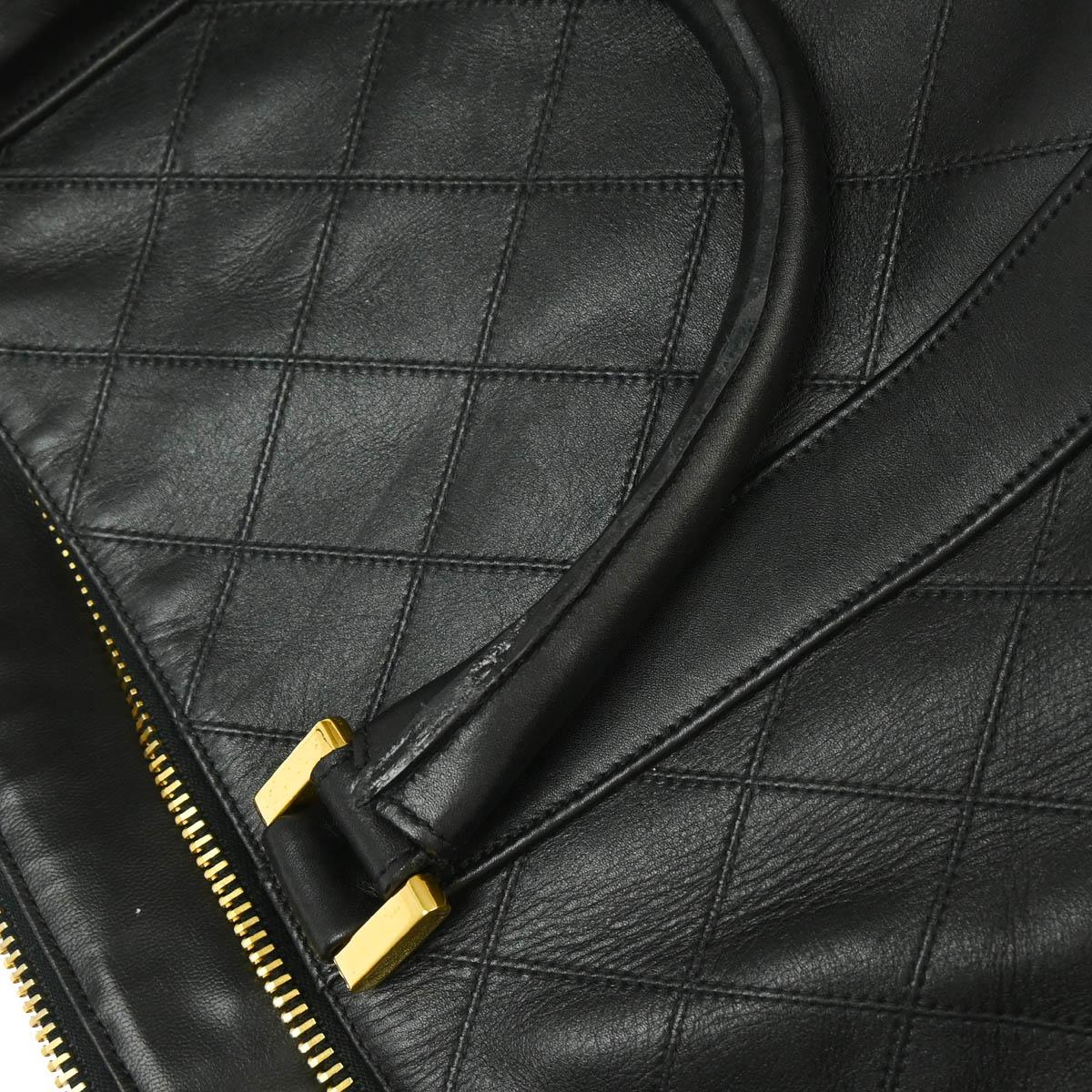 Chanel 1991-1994 Black Lambskin Bicolore 2way Duffle Handbag