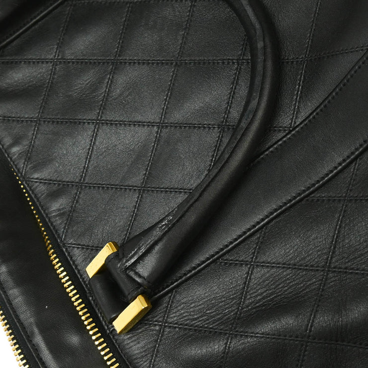Chanel Black Lambskin Bicolore 2way Duffle Handbag