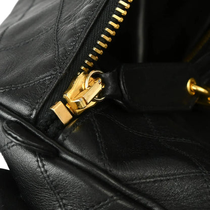 Chanel 1991-1994 Black Lambskin Bicolore 2way Duffle Handbag
