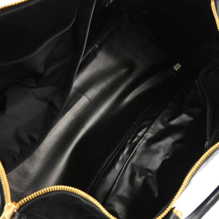 Chanel Black Lambskin Bicolore 2way Duffle Handbag