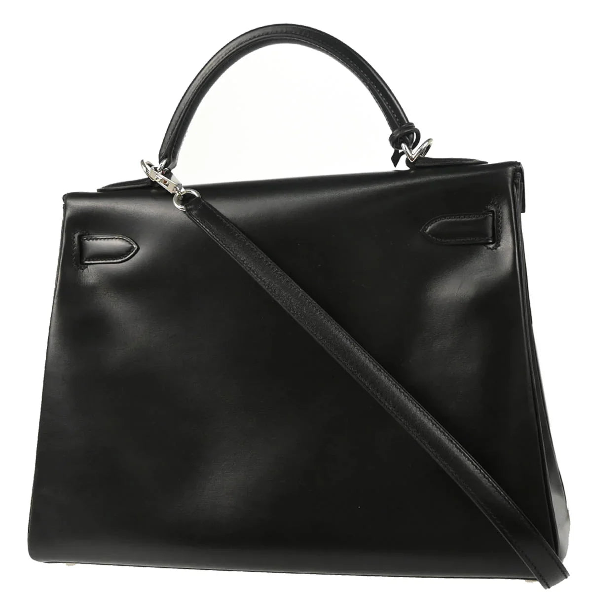 Hermes 2008 Black Box Calf Kelly 32 Retourne 2way Shoulder Handbag