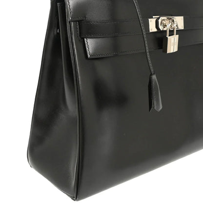Hermes 2008 Black Box Calf Kelly 32 Retourne 2way Shoulder Handbag