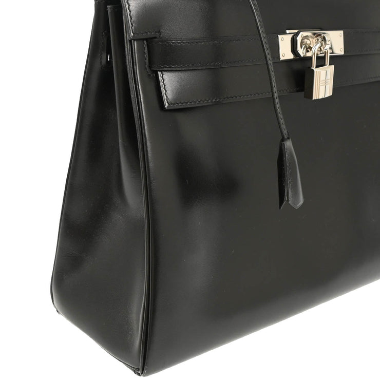 Hermes 2008 Black Box Calf Kelly 32 Retourne 2way Shoulder Handbag