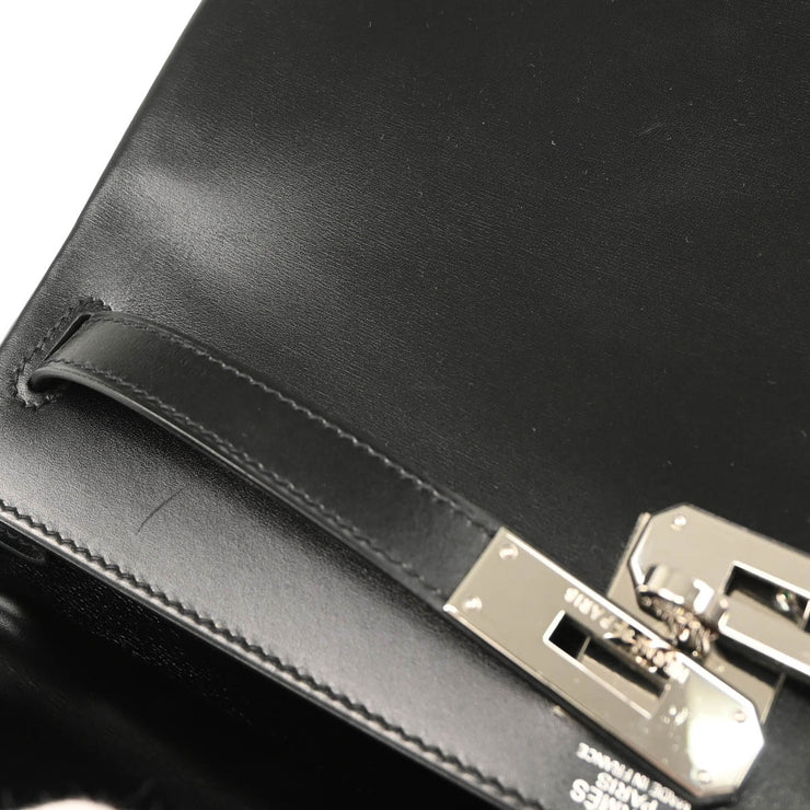 Hermes 2008 Black Box Calf Kelly 32 Retourne 2way Shoulder Handbag