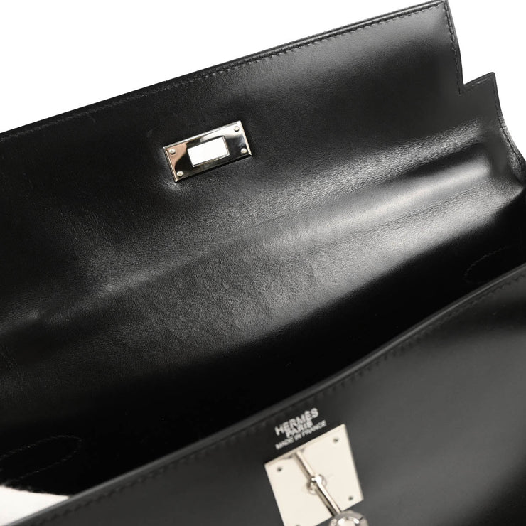 Hermes 2008 Black Box Calf Kelly 32 Retourne 2way Shoulder Handbag