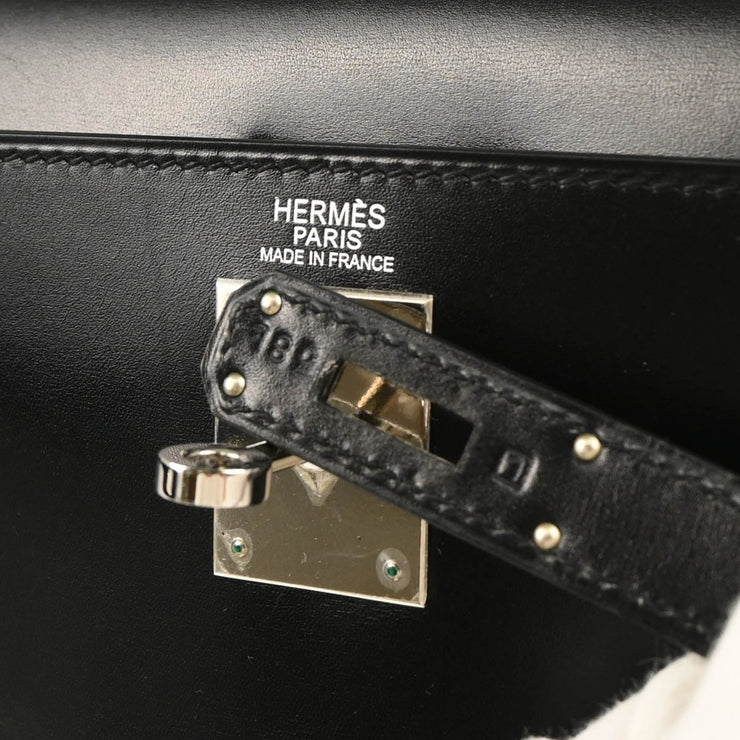 Hermes 2008 Black Box Calf Kelly 32 Retourne 2way Shoulder Handbag