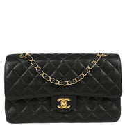 Chanel 2004-2005 Black Caviar Medium Classic Double Flap Shoulder Bag