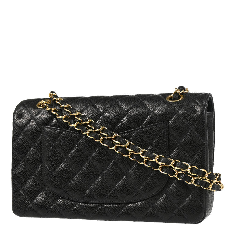 Chanel 2004-2005 Black Caviar Medium Classic Double Flap Shoulder Bag