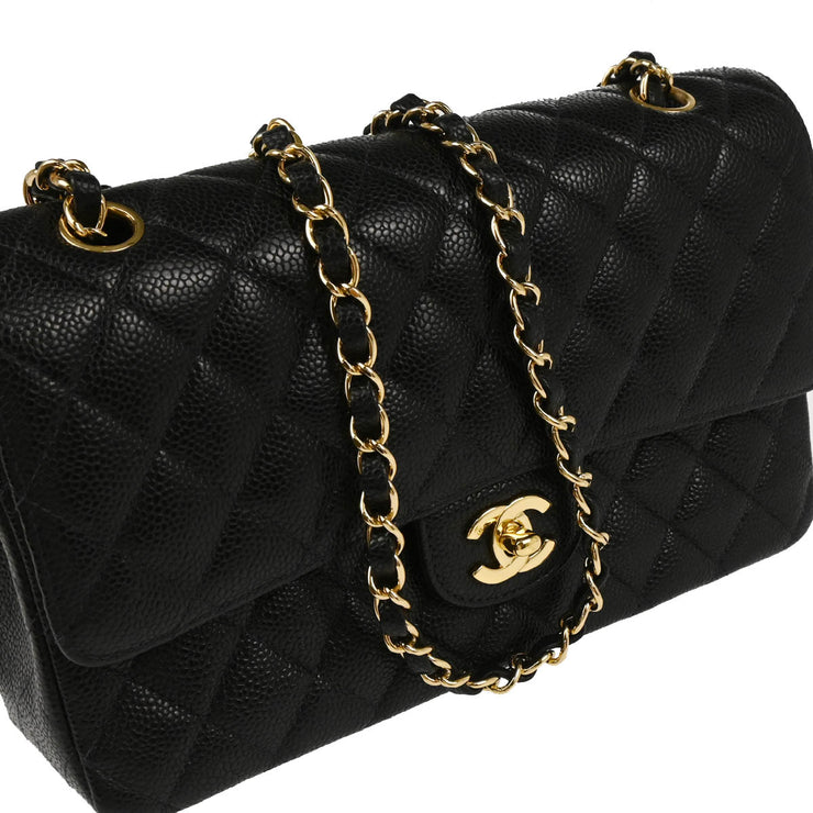 Chanel 2004-2005 Black Caviar Medium Classic Double Flap Shoulder Bag