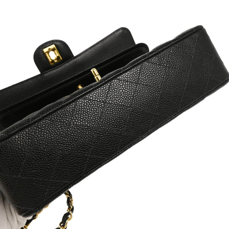 Chanel 2004-2005 Black Caviar Medium Classic Double Flap Shoulder Bag