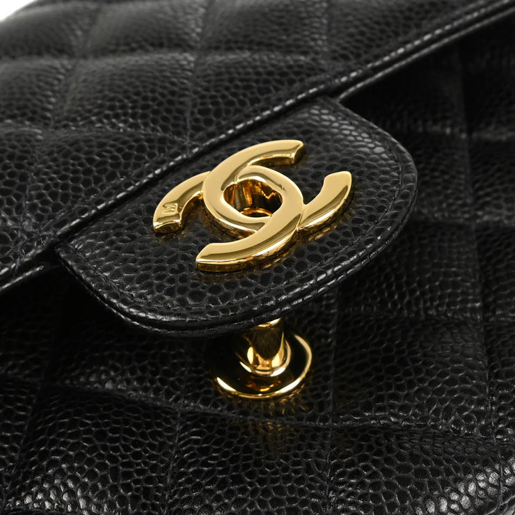 Chanel 2004-2005 Black Caviar Medium Classic Double Flap Shoulder Bag