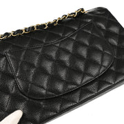 Chanel 2004-2005 Black Caviar Medium Classic Double Flap Shoulder Bag
