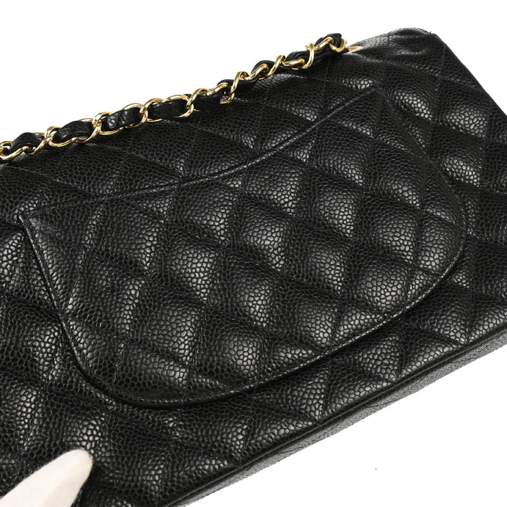 Chanel 2004-2005 Black Caviar Medium Classic Double Flap Shoulder Bag