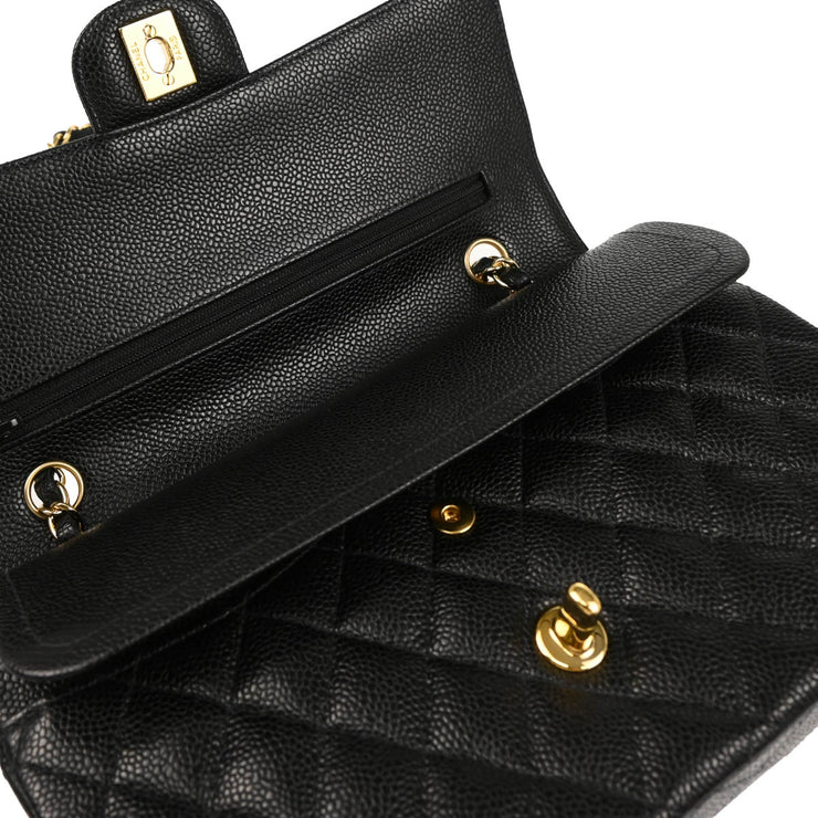 Chanel 2004-2005 Black Caviar Medium Classic Double Flap Shoulder Bag