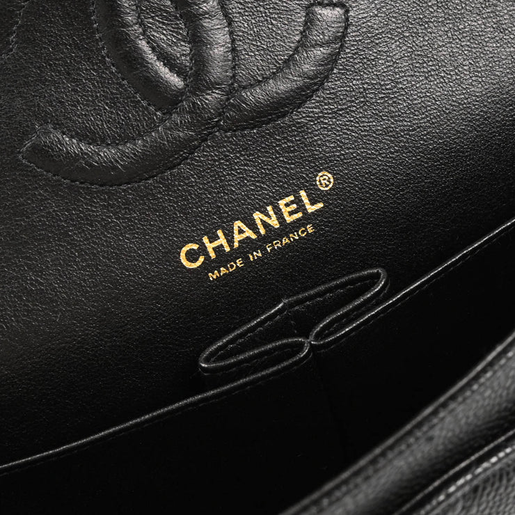 Chanel 2004-2005 Black Caviar Medium Classic Double Flap Shoulder Bag