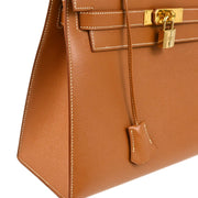 Hermes 1997 Gold Courchevel Kelly 28 Sellier 2way Shoulder Handbag