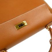 Hermes 1997 Gold Courchevel Kelly 28 Sellier 2way Shoulder Handbag