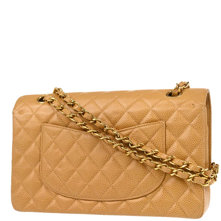 Chanel Beige Caviar Medium Classic Double Flap Shoulder Bag