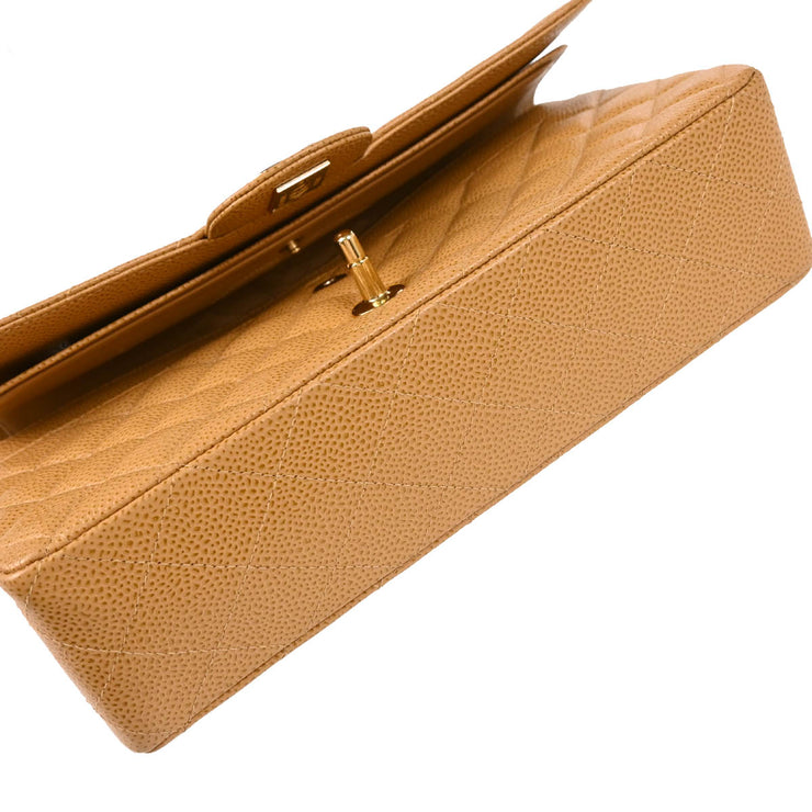 Chanel Beige Caviar Medium Classic Double Flap Shoulder Bag