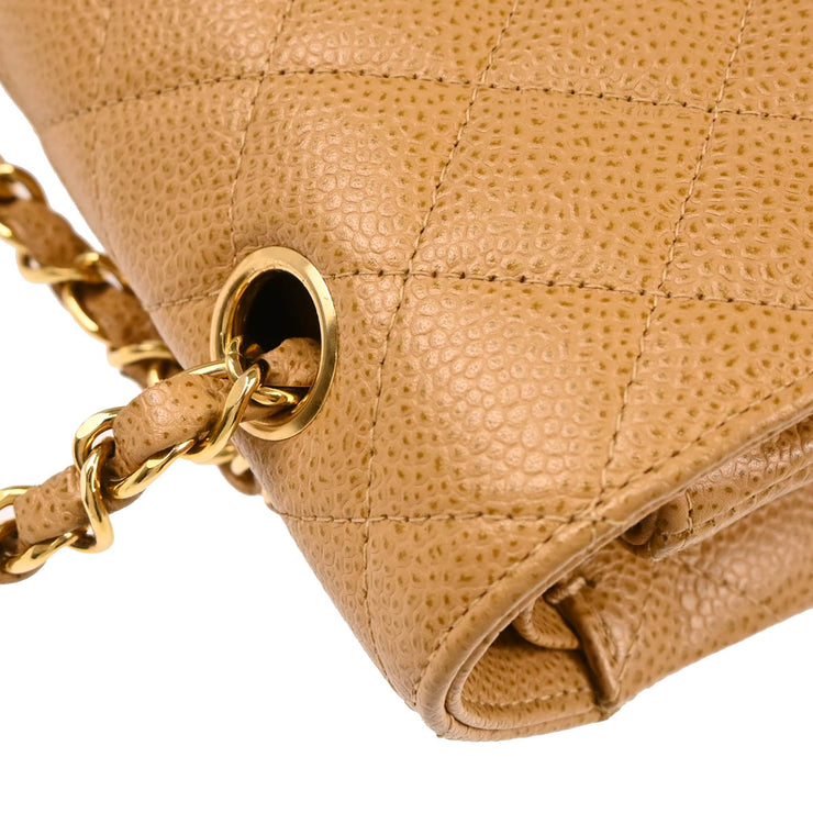 Chanel Beige Caviar Medium Classic Double Flap Shoulder Bag