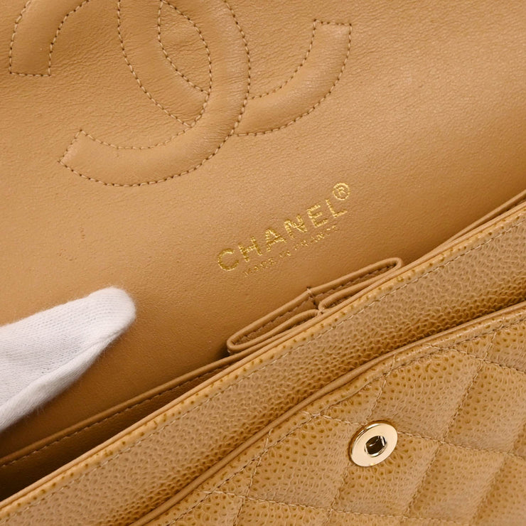 Chanel Beige Caviar Medium Classic Double Flap Shoulder Bag