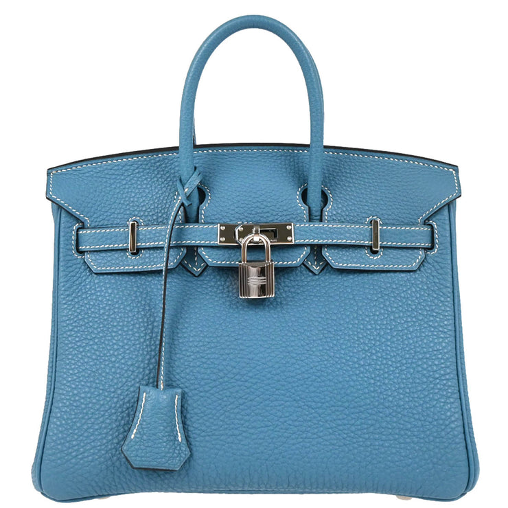 Hermes 2008 Blue Jean Togo Birkin 25 Handbag