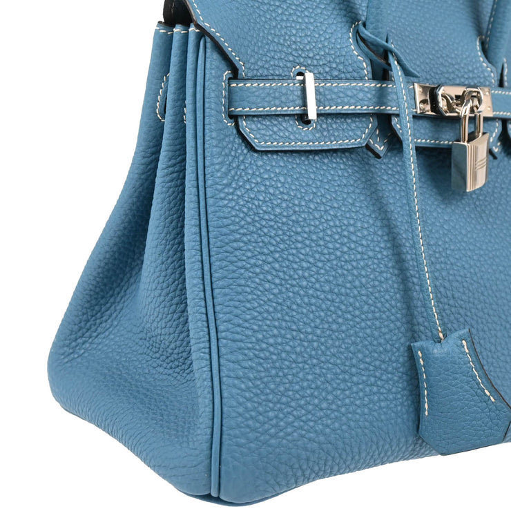 Hermes 2008 Blue Jean Togo Birkin 25 Handbag