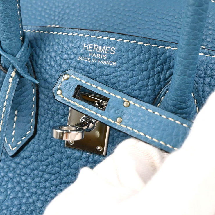 Hermes 2008 Blue Jean Togo Birkin 25 Handbag