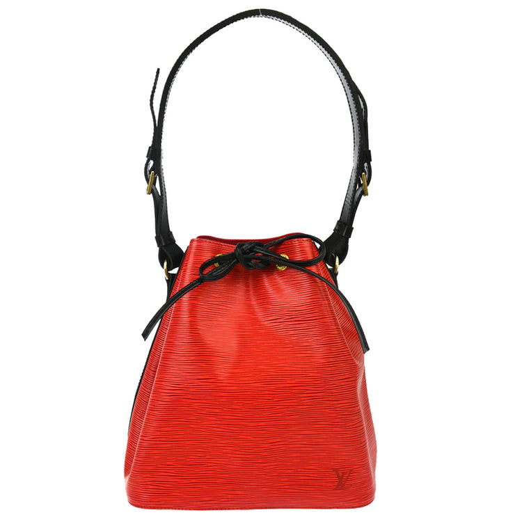 Louis Vuitton 1995 Red Black Epi Petite Noe Bucket Shoulder Bag M44172