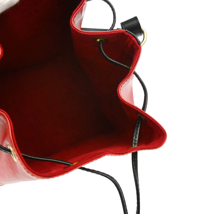 Louis Vuitton 1995 Red Black Epi Petite Noe Bucket Shoulder Bag M44172