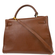 Hermes 1994 Marron Fonce Courchevel Kelly 32 Retourne 2way Shoulder Handbag