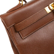 Hermes 1994 Marron Fonce Courchevel Kelly 32 Retourne 2way Shoulder Handbag