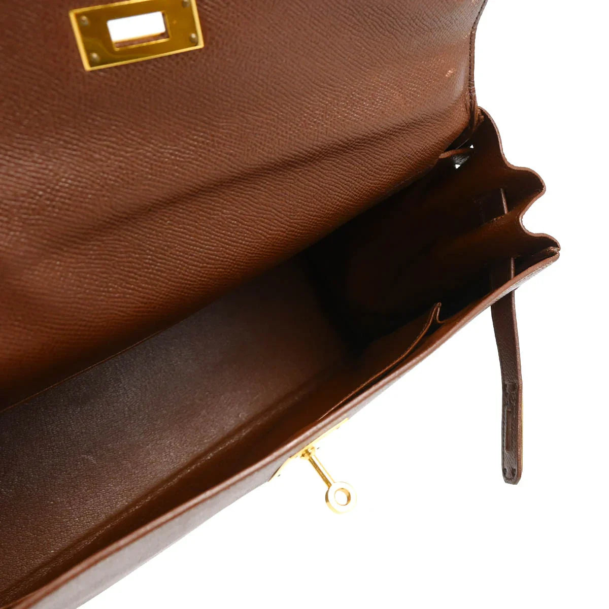 Hermes 1994 Marron Fonce Courchevel Kelly 32 Retourne 2way Shoulder Handbag
