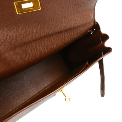 Hermes 1994 Marron Fonce Courchevel Kelly 32 Retourne 2way Shoulder Handbag