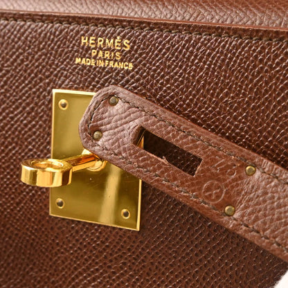 Hermes 1994 Marron Fonce Courchevel Kelly 32 Retourne 2way Shoulder Handbag