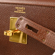 Hermes 1994 Marron Fonce Courchevel Kelly 32 Retourne 2way Shoulder Handbag