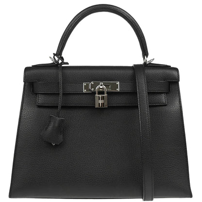 Hermes 2006 Black Togo Kelly 28 Sellier 2way Shoulder Handbag