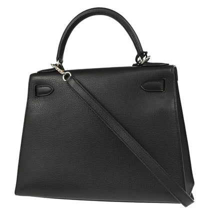 Hermes 2006 Black Togo Kelly 28 Sellier 2way Shoulder Handbag